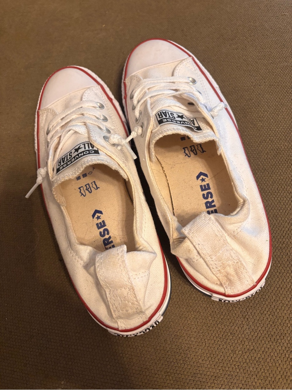 Converse White Low-Top Sneakers with Red Stripe - Picture 3 of 5